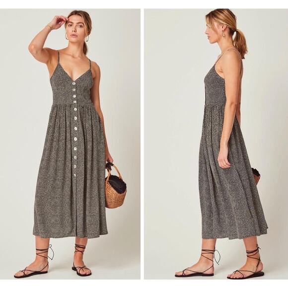 Auguste Dresses & Skirts - Auguste the Label Size US 2 Tear Drop Staple Charcoal Dot Print Midi Dress